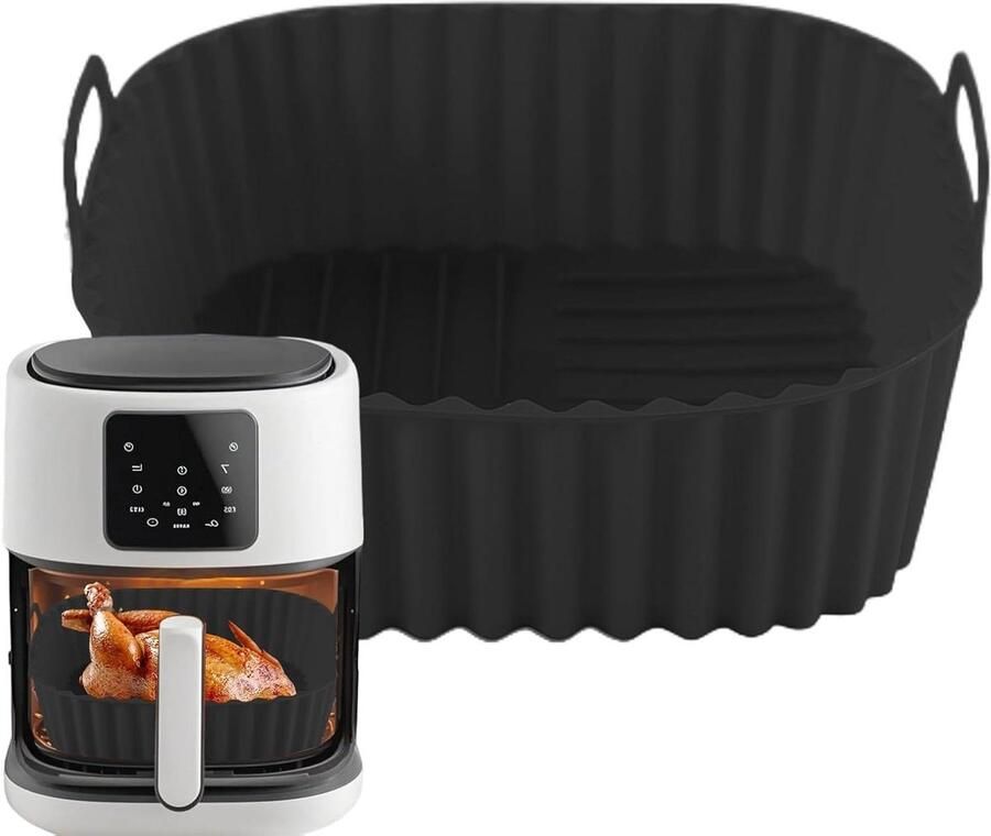 Airfryer Mat Bakplaat Liner Gelijkmatig Bakken Antiaanbaklaag 21x21cm Zwart