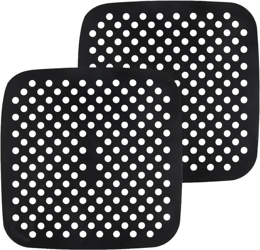 Airfryer Matten Bakmatten Herbruikbaar Crispy Bakresultaten Perforatie voor Luchtcirculatie 21 x 21 cm Zilver