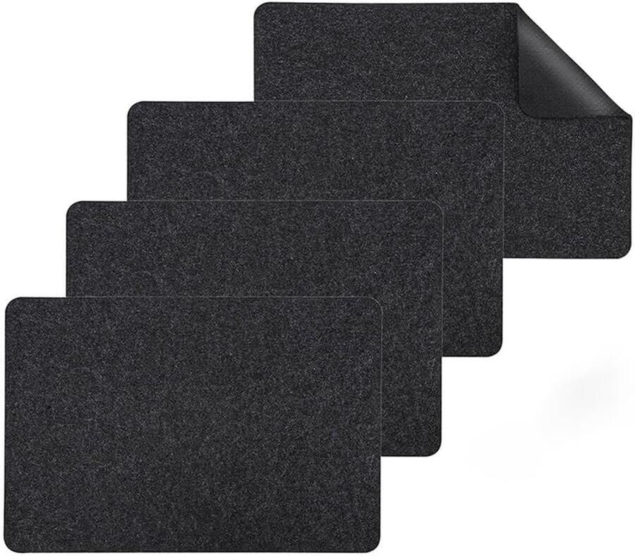 Airfryer Matten Hittebestendige Pads Aanrecht Bescherming 2-in-1 Glijfunctie 30x45cm 4 Stuks Zwart