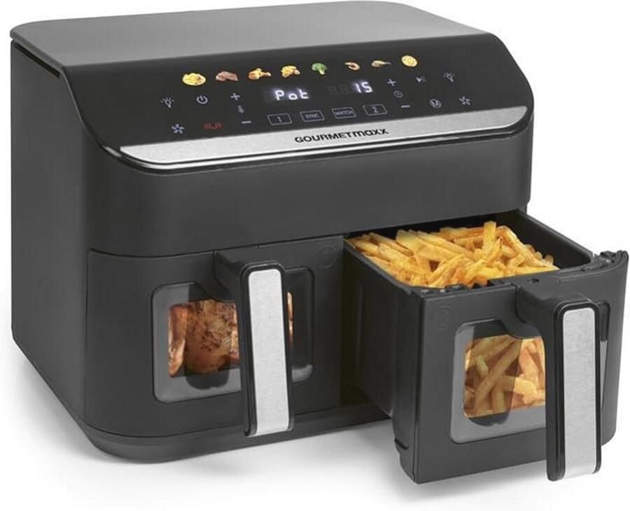 Airfryer met Dubbele Kamer 9L 8 Programma's en Multi-Color Touchscreen