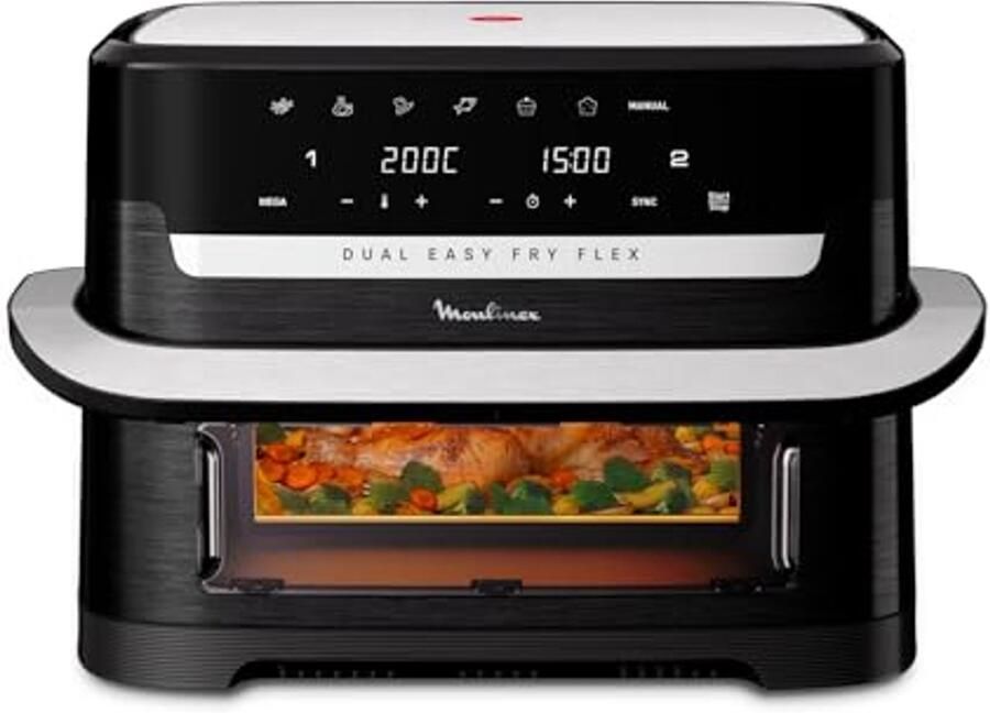 Airfryer met FlexCook scheidingswand 9L Voor maximaal 8 personen 7 Kookprogramma's Zwart