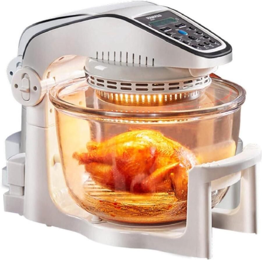 Airfryer met Kom Multifunctioneel Fornuis Gezond Koken Verwijderbare Glazen Kom 10 Liter Capaciteit Zwart