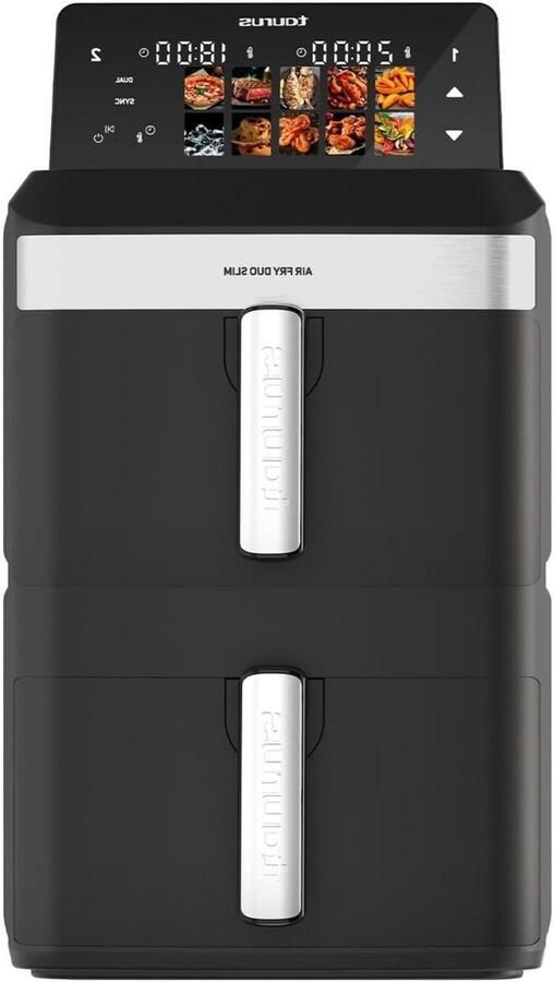 Airfryer met Twee Manden Dubbele Airfryer Grote Maaltijden Bereiden Slimme Dubbele Technologie 13 Liter Capaciteit Zwart