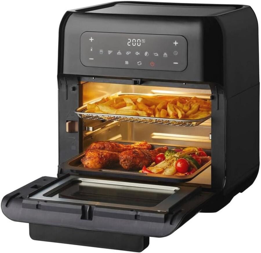 Airfryer Oven 12 Liter 8 Programma's 40 tot 210°C 1700 Watt Zwart