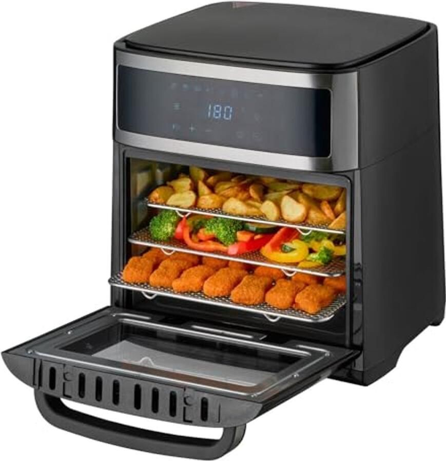 Airfryer Oven 13L met Digitale Besturing en Rotisserie 8 Programma's 1700W Kookruimte met Binnenverlichting