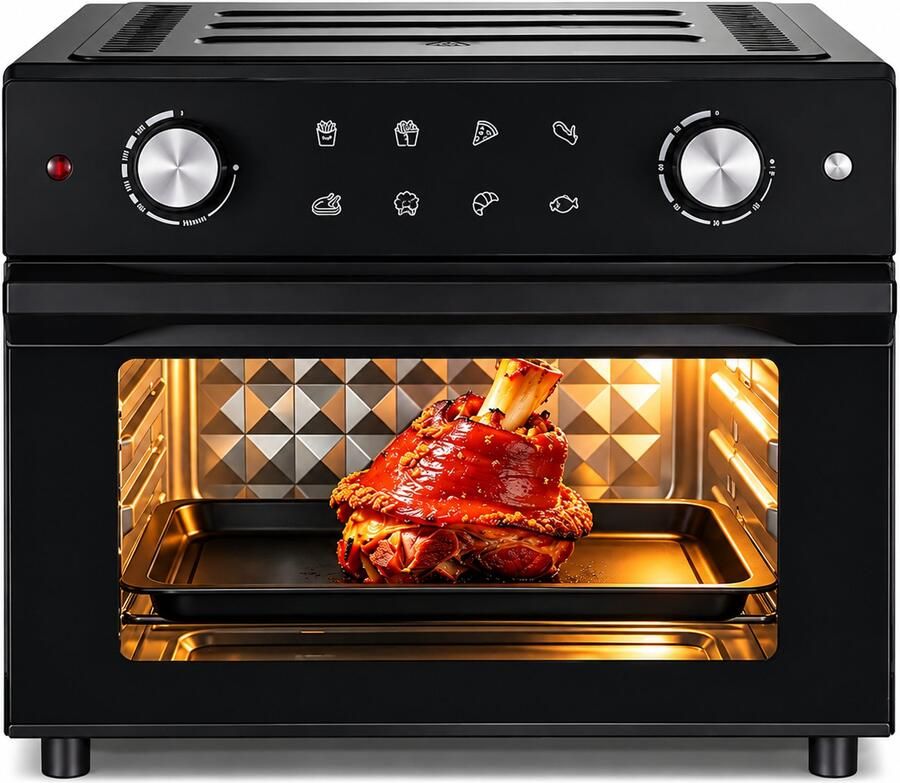 Airfryer oven 30L met broodroosterfunctie snelle luchtcirculatie handmatige bediening 1800W pizzaformaat
