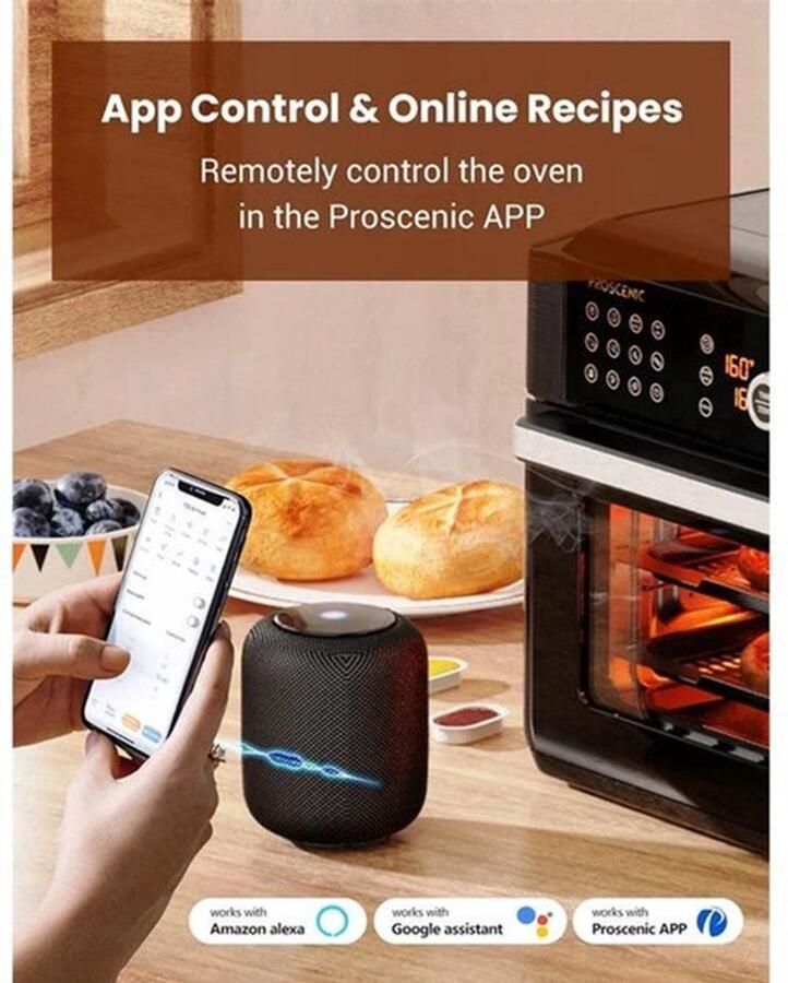 Airfryer oven Hetelucht Friteuse Air Fryer 15L Grote Inhoud 12-in-1 1700W App Bediening 360° Luchtcirculatie Touch Screen Turbo Functie - Foto 2