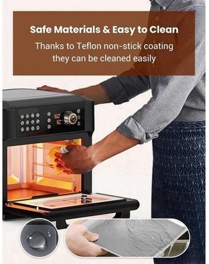Airfryer oven Hetelucht Friteuse Air Fryer 15L Grote Inhoud 12-in-1 1700W App Bediening 360° Luchtcirculatie Touch Screen Turbo Functie