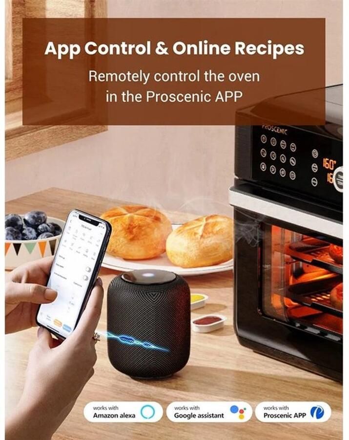 Airfryer oven Hetelucht Friteuse Air Fryer 15L Grote Inhoud 12-in-1 1700W App Bediening 360° Luchtcirculatie Touch Screen Turbo Functie