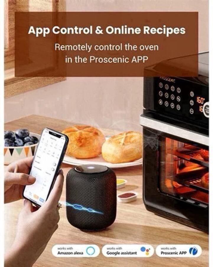 Airfryer oven Hetelucht Friteuse Air Fryer 15L Grote Inhoud 12-in-1 1700W App Bediening 360° Luchtcirculatie Touch Screen Turbo Functie