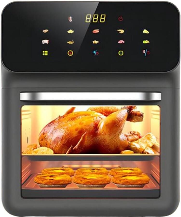Luchtfriteuse Oven Multicooker Grill Gezinsmaaltijden Bereiden Ruime 15L Capaciteit 32 x 34 x 32 cm Zwart