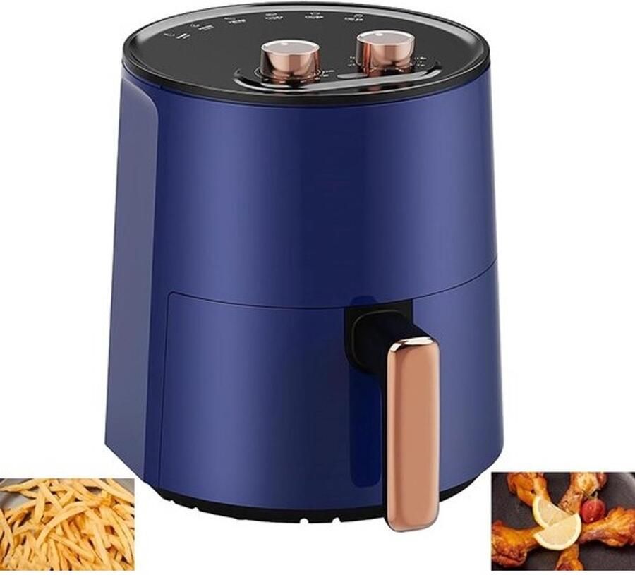 Airfryer Oven Hetelucht Friteuse Koken met weinig olie Intelligente Temperatuurregeling 4.5 Liter Blauw
