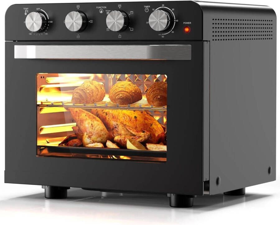 Airfryer Oven Hetelucht Friteuse Vrijstaande Oven Pizzaoven 36L 2000W 10-in-1 Functies Digitale Timer & Temperatuur Dubbel Glas RVS