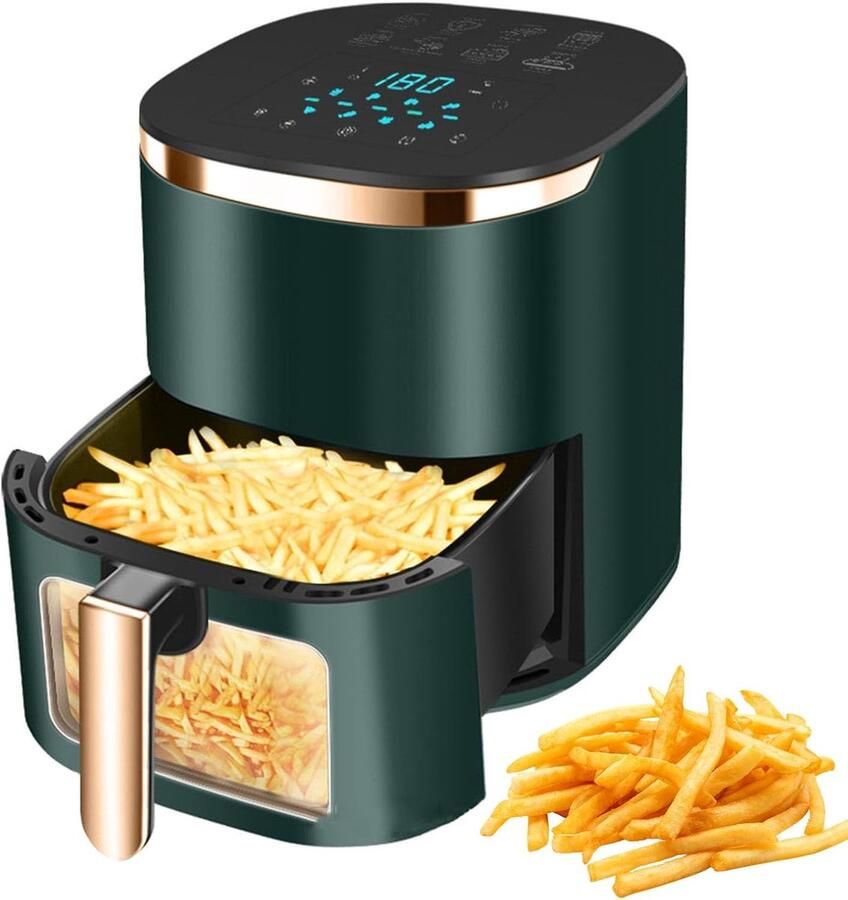 Airfryer Oven Heteluchtfriteuse Digitale Gezond Koken Visueel Kookvenster 8 Liter Zwart