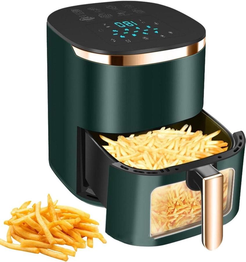 Airfryer Oven Heteluchtfriteuse Digitale Gezond Koken Visueel Kookvenster 8 Liter Zwart