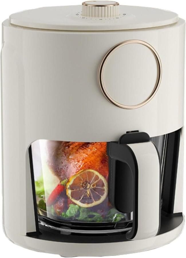 Airfryer Oven Heteluchtfriteuse Gezond Koken Transparante Glazen Pan 5 Liter Wit