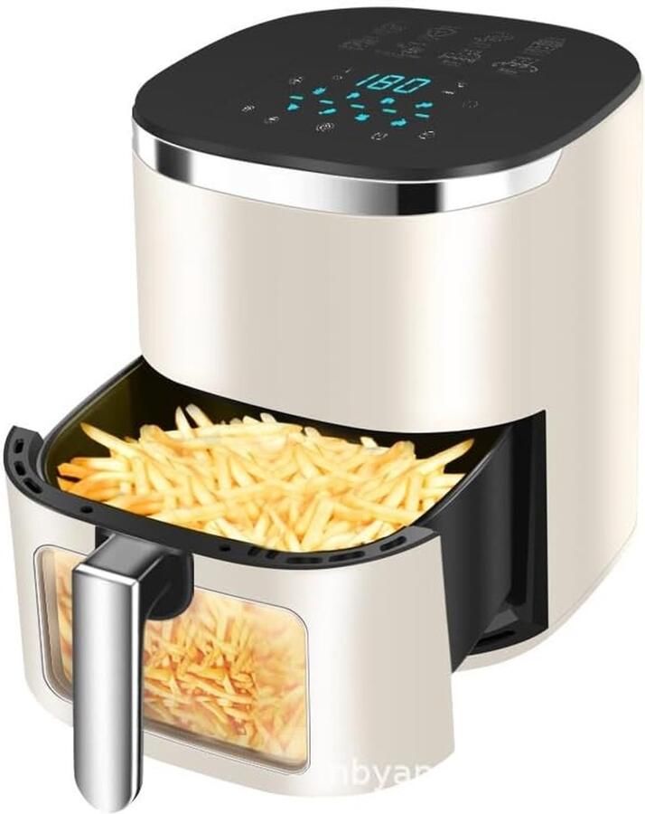 Airfryer Oven Heteluchtfriteuse Gezond Koken Visueel Kookvenster 6L Capaciteit Zilver
