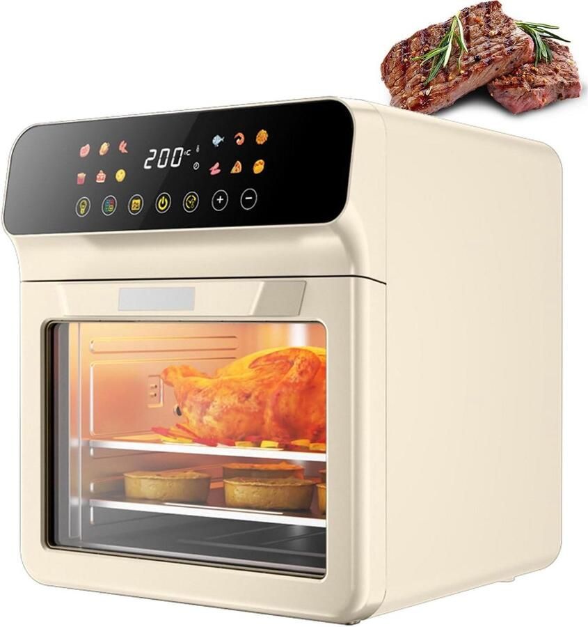 Airfryer Oven Multicooker Gezond Koken Zichtvenster 12 Liter Off-white