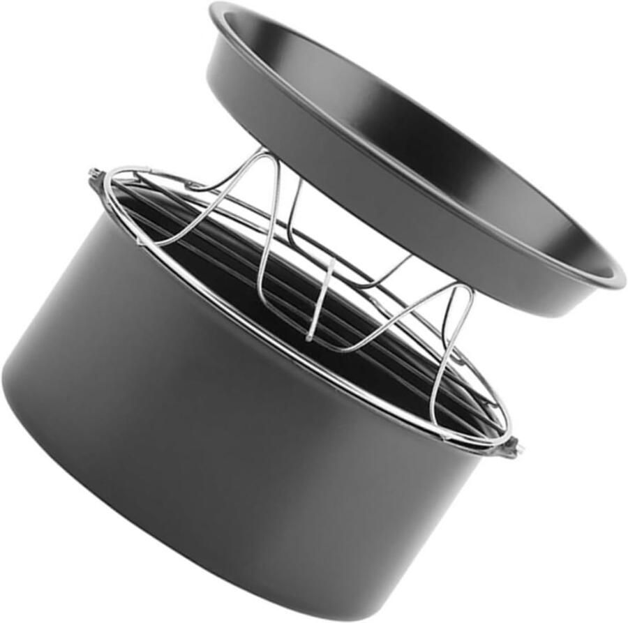 Airfryer Ovenaccessoires Bakvorm Set Veelzijdig Bakken Roestvrij Staal 18x18x8CM Zwart - Foto 1