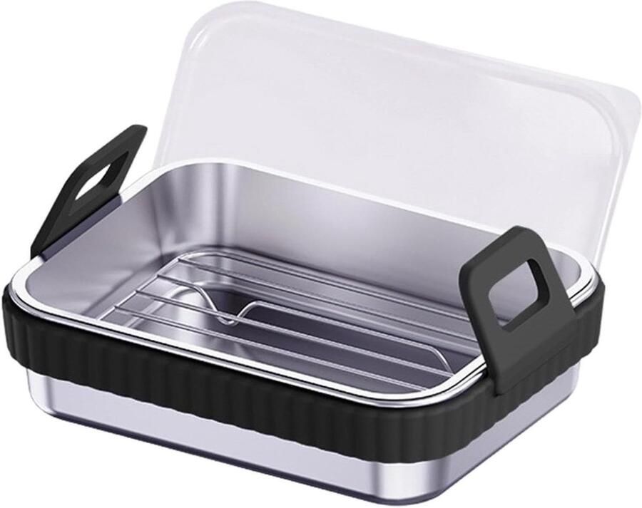 Airfryer Pan Bakplaat Keukengerei Branden Bakken Antiaanbaklaag 20 x 15 cm Zwart - Foto 1