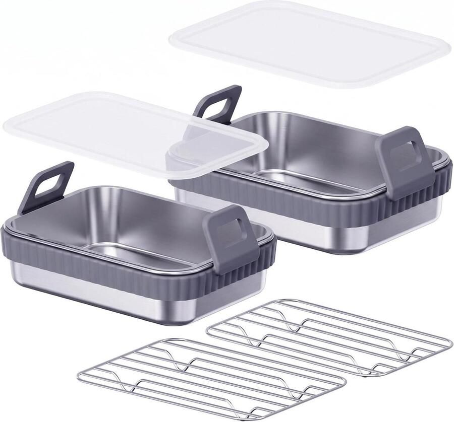 Airfryer Pannen Oven Mand Heerlijk Bakken Verdikte Handgrepen 21 x 16 cm Grijs