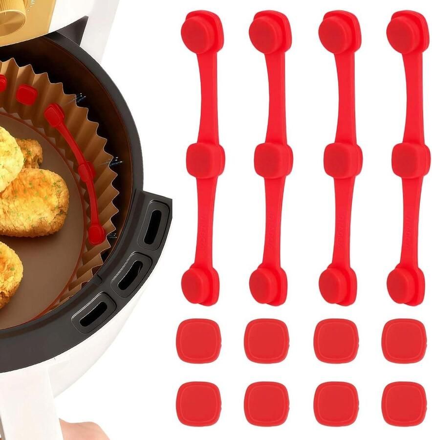 Airfryer Papier Magneten Vervangende Clips Bakken en Braden Hittebestendig Silicone 21cm x 27cm Rood