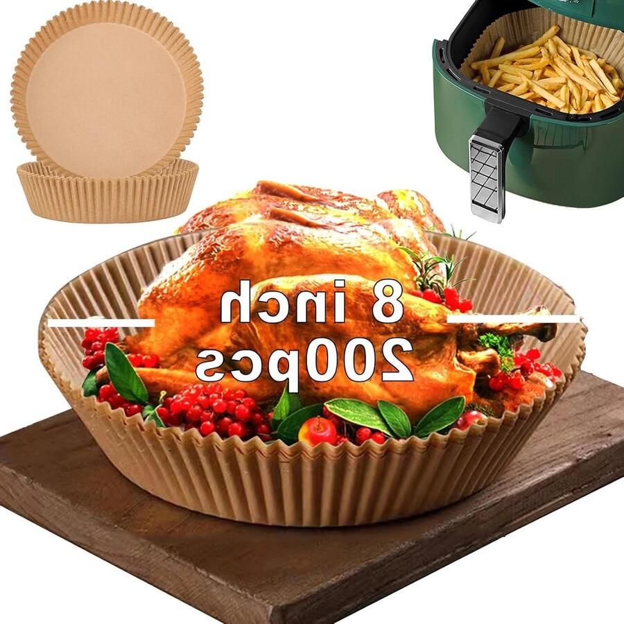 Airfryer Papieren Liners Bakpapier Rond Gezond Bakken Antiaanbaklaag 9 Inch 125 Stuks Niet gespecificeerd