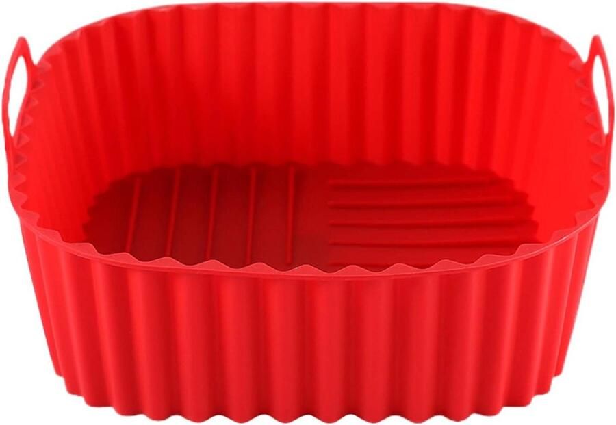 Airfryer Plaat Bakplaat Liner Gemakkelijk Koken Hittebestendig Siliconen 21x21cm Rood
