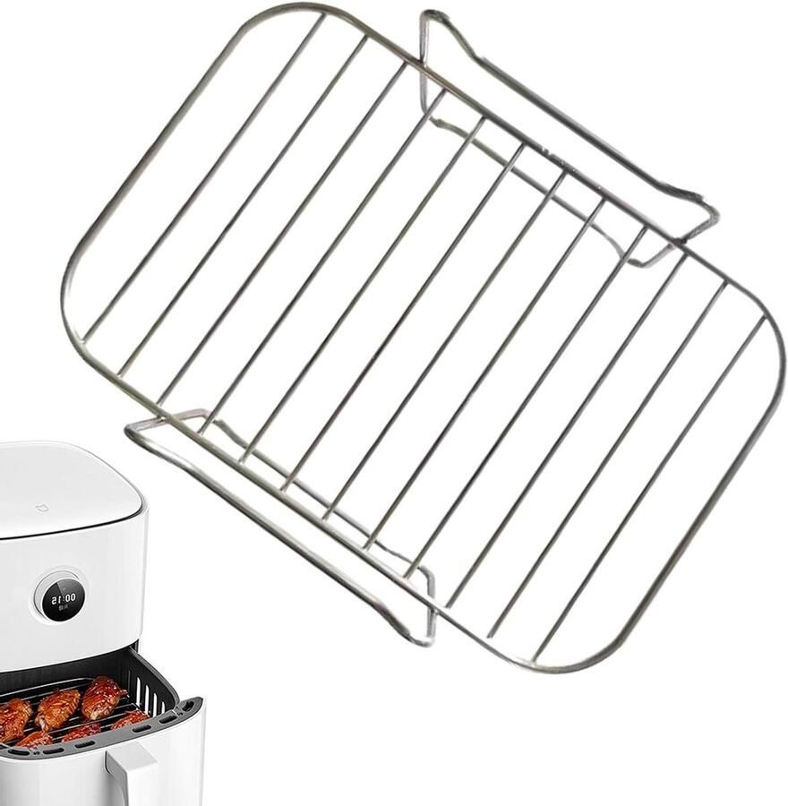 Airfryer Rack Drogenrek Steunrek Extra Kookruimte Dubbel Mandje Compatibel N.v.t. Zilver
