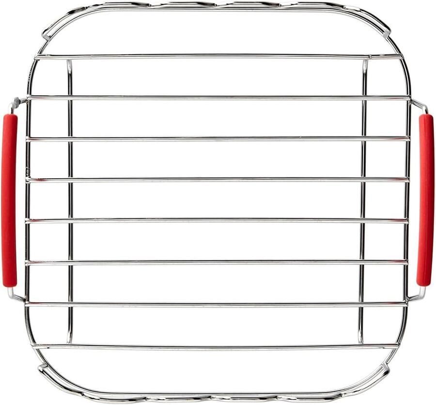 Airfryer Rack Grillhouder Spiesjes Koken Buiten Dubbellaags Ontwerp 20.8 x 20.8 cm Zilver
