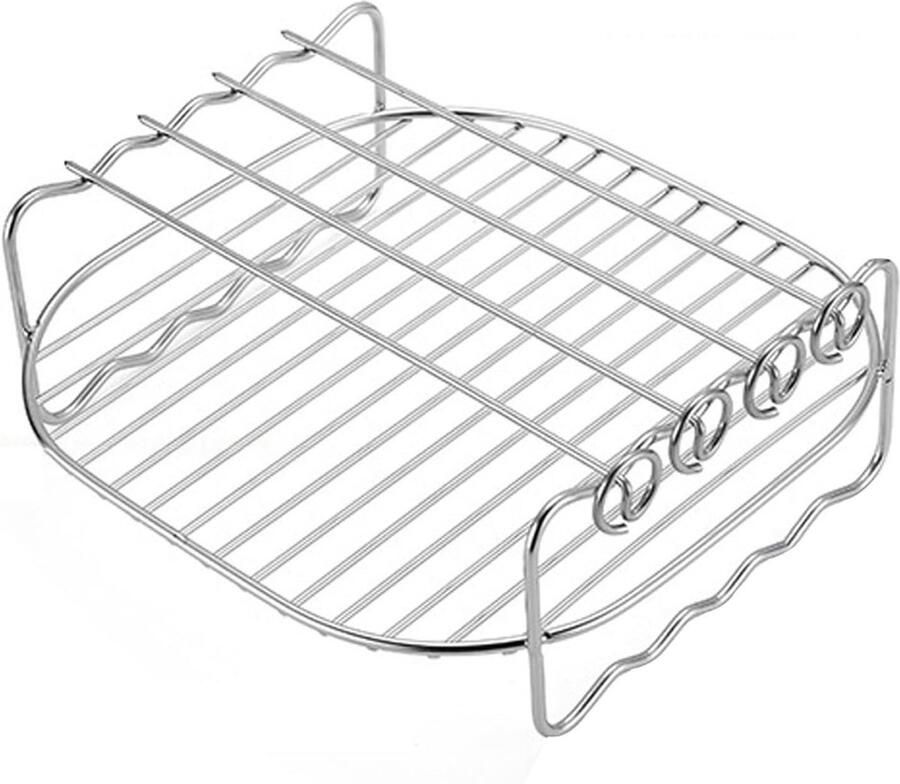 Airfryer Accessoires Airfryer Rooster Gezond Koken Dubbellaags Rooster Verstelbaar Zilver