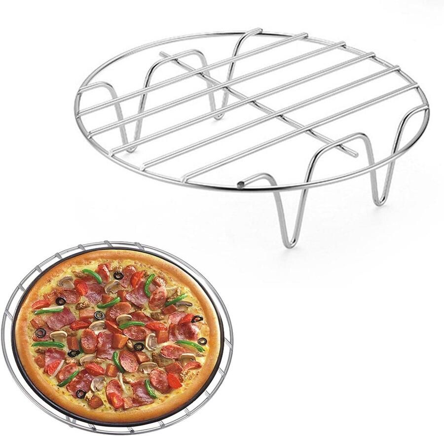 Airfryer Rack Rond Bakrek Accessoires Gelijkmatig Koken Roestvrij Staal 6 7 8 inch Zilverkleurig