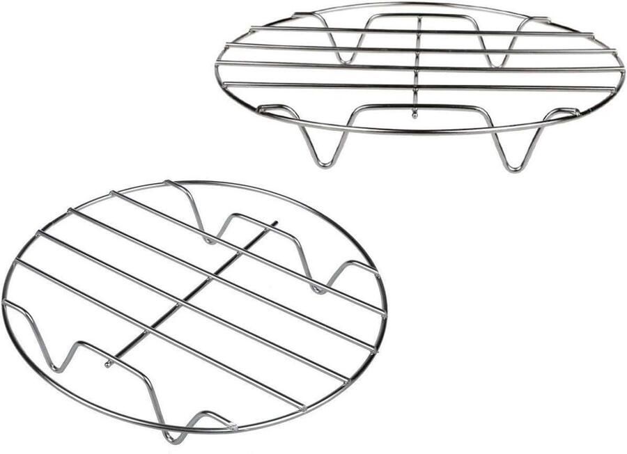 Airfryer Rack Stoomrek Koelrek Koken en Koelen Roestvrij Staal 7 Inch Zilver