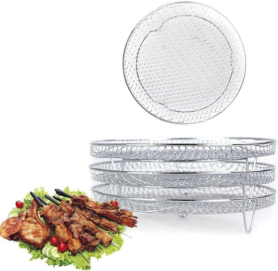 Airfryer Rek 3 Stuks Roestvrij Stalen Accessoires voor Gezond Koken
