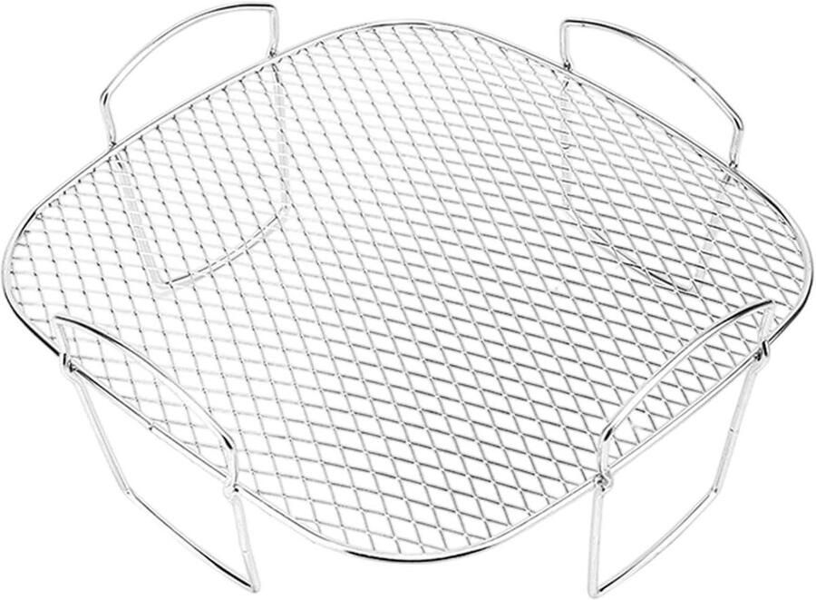 Airfryer Rek Airfryer Accessoire Dubbel Koken Roestvrij Staal 20 cm Zilver