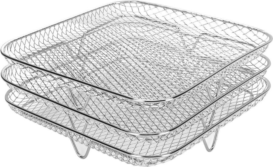 Airfryer Rek Dehydrator Mand Extra Kookruimte Vaatwasserbestendig Ontwerp 3 Lagen Stapelbaar