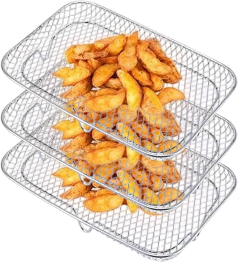 Airfryer Rek Grillrek Oven Extra Kooklaag 3-laags Roestvrij Staal 19.5 cm Diameter