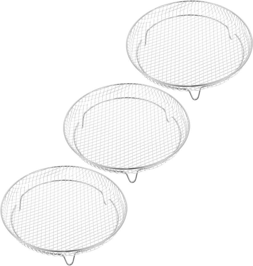 Airfryer Rek Set Grillrek Airfryer Koken en Bakken Stapelbaar Ontwerp 20 cm Zilver
