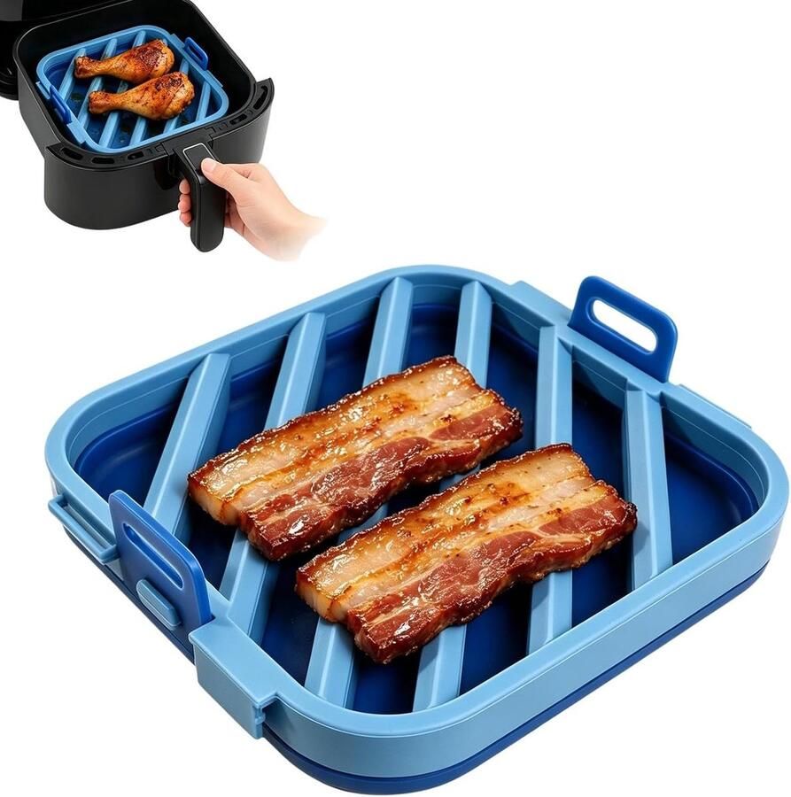 Airfryer Rek Siliconen Bakvorm Maaltijd Voorbereiding Modulair Stapelbaar Ontwerp 168x158x41cm Blauw - Foto 1