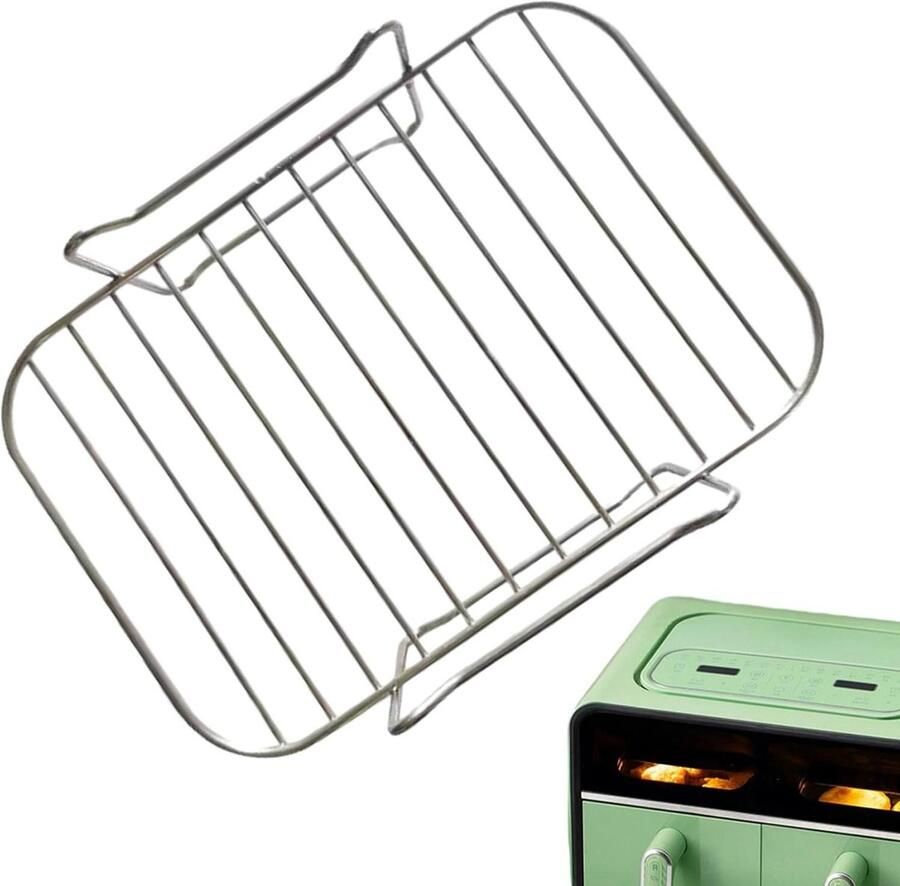 Airfryer Rek Spiesrek Ovenbenodigdheden Meer Koken Dubbelzijdig Gebruik 7.6-9.5 Liter Zilver