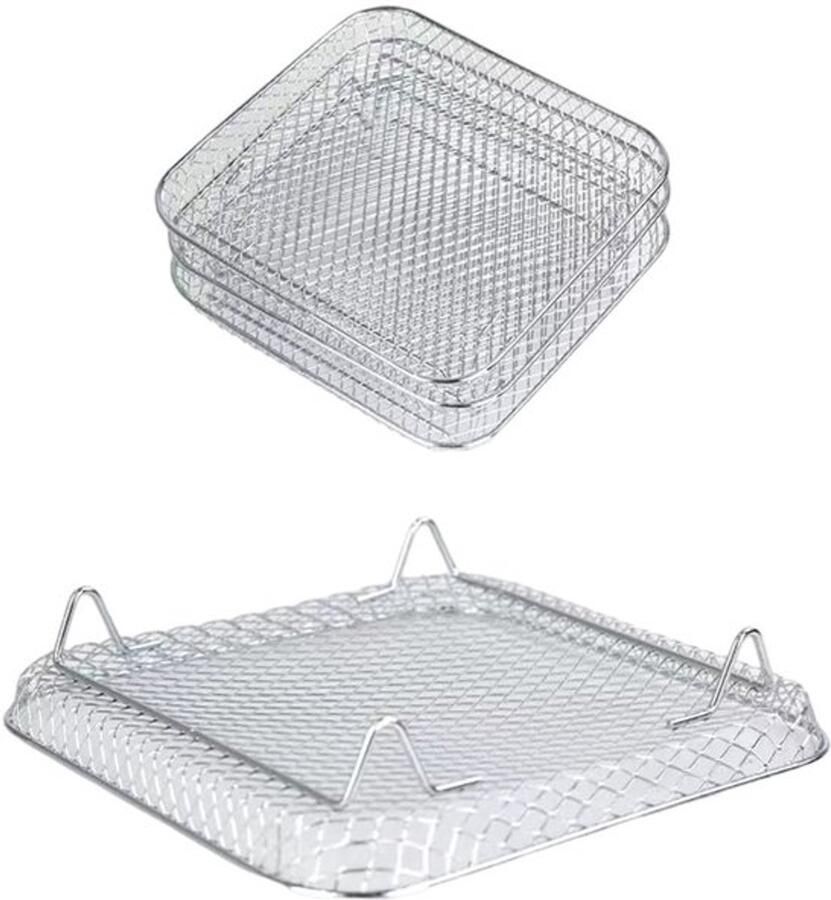 Airfryer Rek Stapelbaar Roestvrij staal Grillrooster Accessoires voor Luchtfriteuse Compatibel met Foodi 8L 20 x 19 x 9 cm