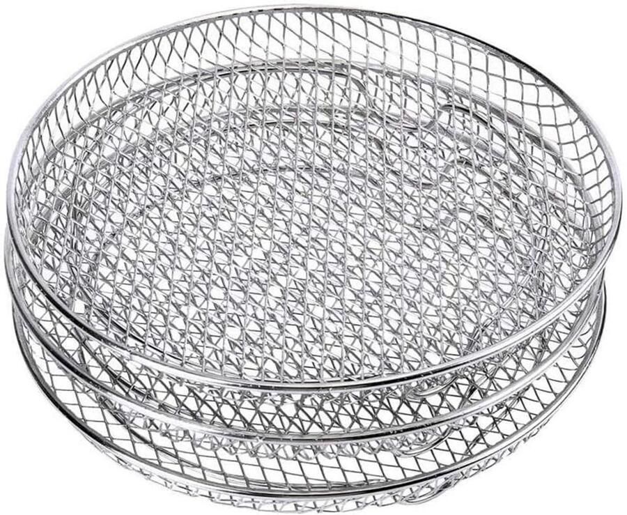 Airfryer Rek Stapelbare Racks Extra Kookruimte Roestvrij Staal 20 cm Diameter Zilver
