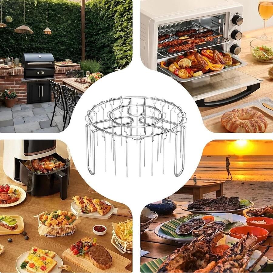 Airfryer Rekken Spiesenrek Grillrek Buiten Koken Antiaanbaklaag 165x95 cm Zilver