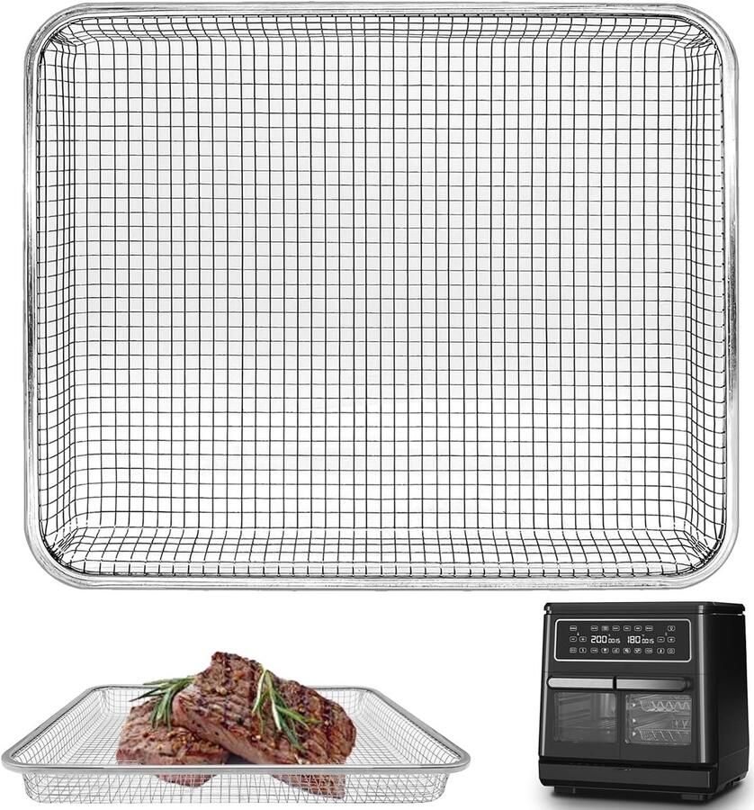 Airfryer Rooster Accessoires Friteuse Gezond Koken Voedselveilig Roestvrij Staal 305 x 25 cm Zilver