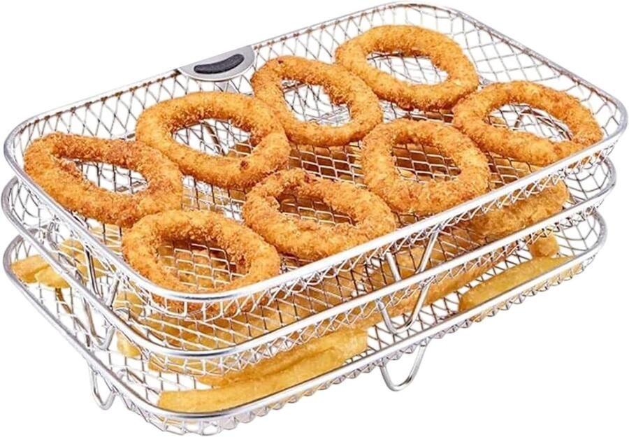 Airfryer Rooster Bakrek Vierkant Bakken Drogen Koelen Drielaags Ontwerp 19.5 x 13.4 cm
