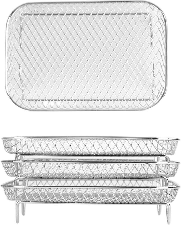 Airfryer Rooster Friteuse Dienblad Dubbele Mand Koken 3 Stapelbare Rekken 21 x 14 x 9.1 cm