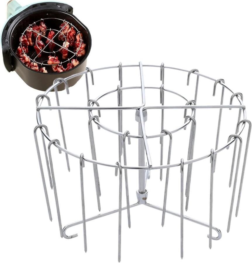 Airfryer Rooster Kebabrek Airfryer Verticaal Grillen Roestvrij Staal 170D x 40B x 170H mm Zilver