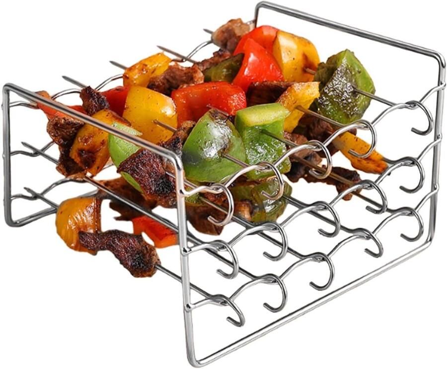 Airfryer Rekjes Kookrek Meerdere Lagen Koken Roestvrij Staal 15x115x10 Cm Zilverkleurig