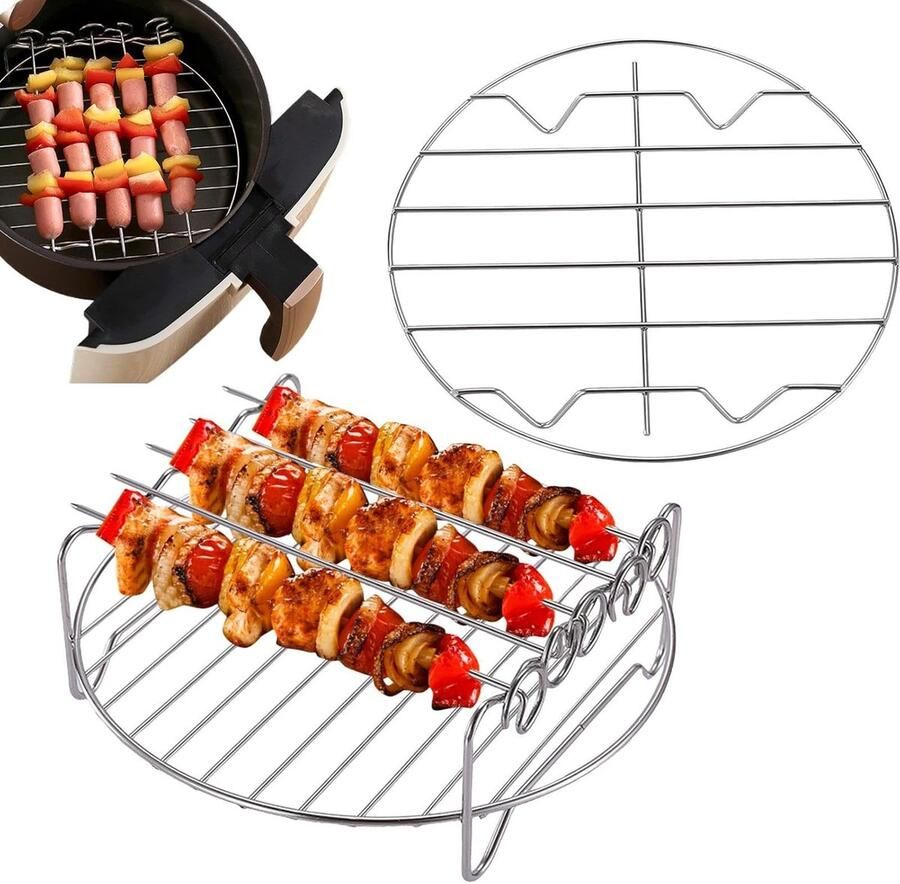 Airfryer Rooster Stapelbare Standaard Dubbel Grillen Vaatwasserbestendig 20 Cm