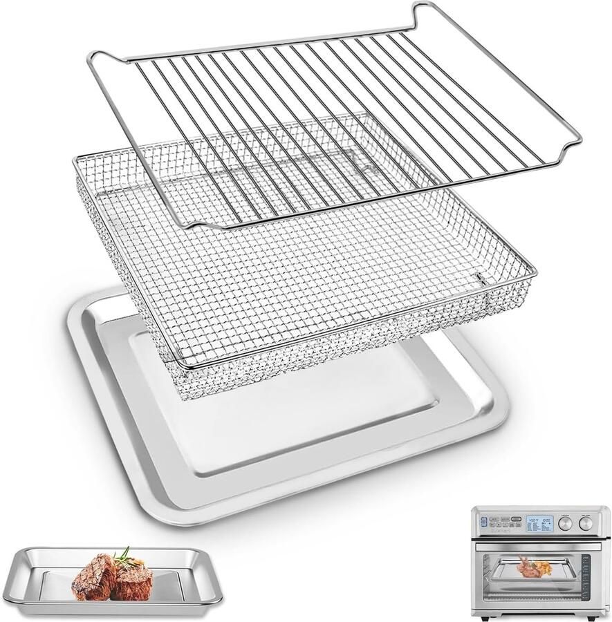 Airfryer Rooster Vervangend Onderdeel Gezond Koken Vaatwasserbestendig 37x31 cm Zilver